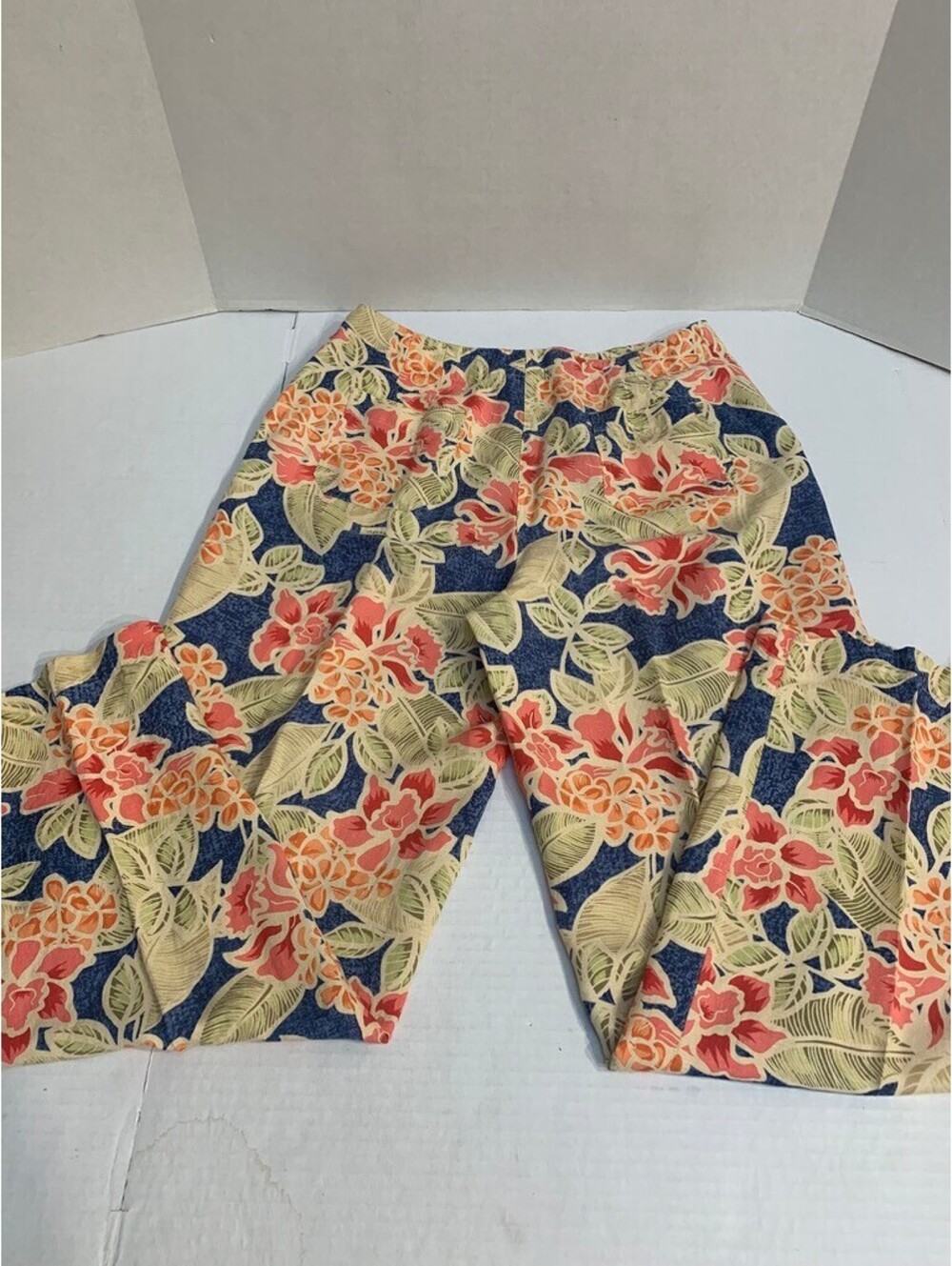 Talbots Hawaiian Tropical Key West Crop Pants Linen Rayon Size 10 Wide Leg - Picture 8 of 8